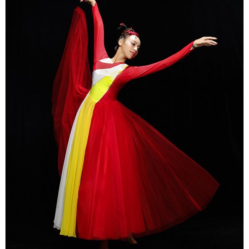 Women's chinese style classical modern dance dresses opening dance dresses stage performance chorus dresses costumes